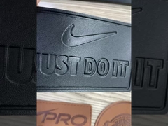 ब्राउन आयत आकार 3डी कस्टम उभरा हुआ चमड़ा लेबल