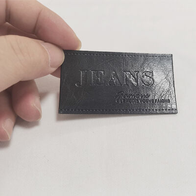 Fashion Custom Vegan Faux Leather Embossed Clothing Purse Private Label Logo for Jeans Metal Leather Labels Patch