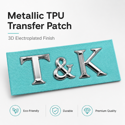 Custom TPU Heat Transfer Label 3D Transfer Patches Waterproof Metal Badges Suitable for Clothes Bags Shoes Durable Easy to Apply