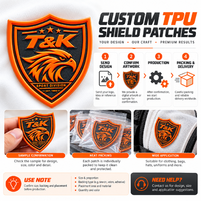 Custom 3D TPU Patch Heat Transfer Patch with Raised Eagle Shield Design Embossed Washable for Sportswear